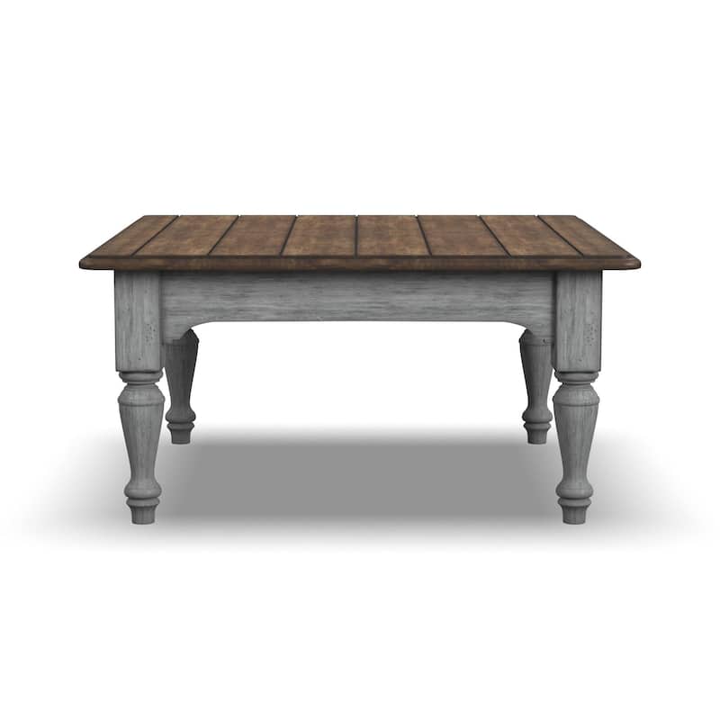 Plymouth Brown Wood Square Coffee Table by Flexsteel - 38" x 19" x 38"