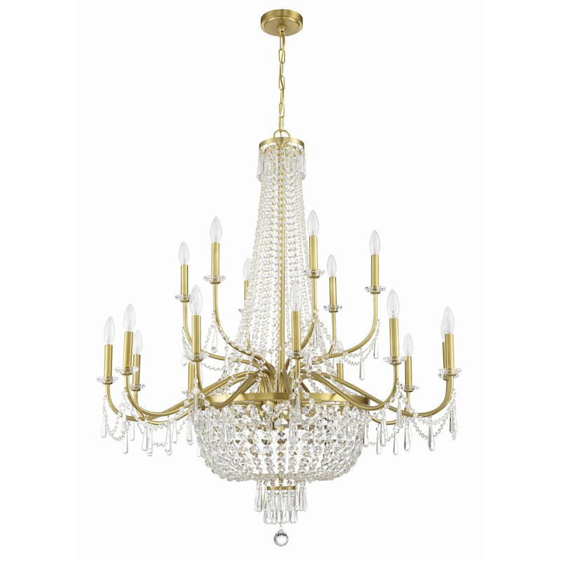 Haywood 22 Light Aged Brass Chandelier - 40"W x 46"H x 40"D