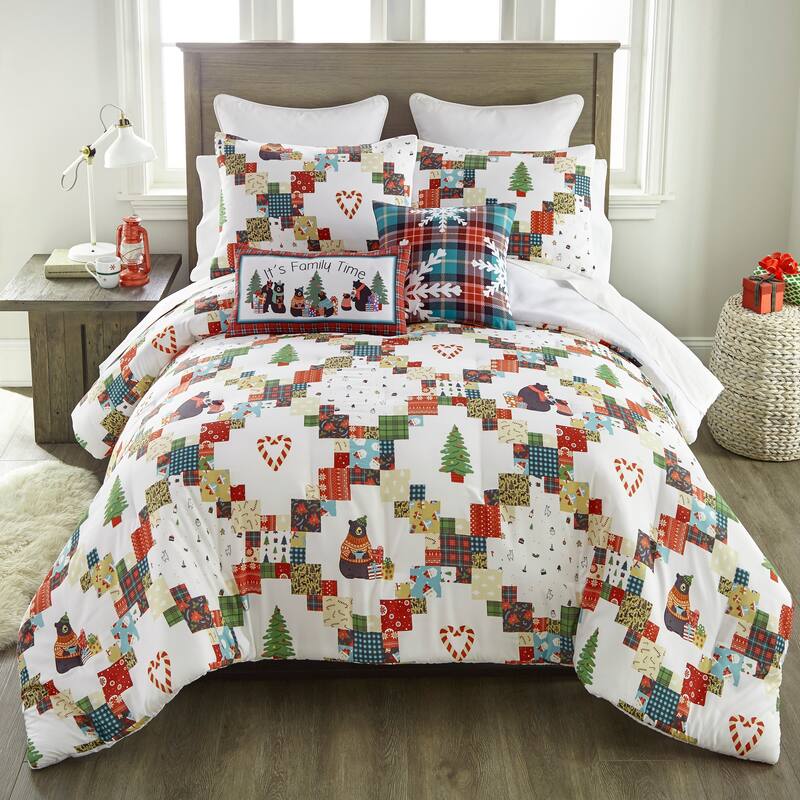Your Lifestyle by Donna Sharp Holiday Love Comforter Collection - Queen - Green/Off-White