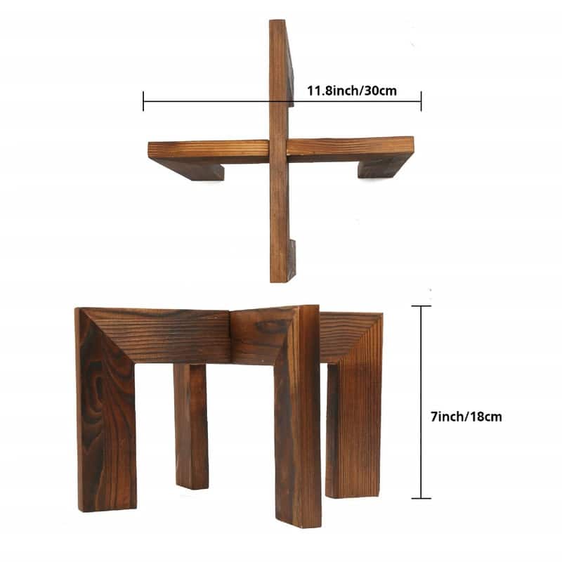2 Pack Wood Plant Stand - 11.8 x 11.8 x 7 inches