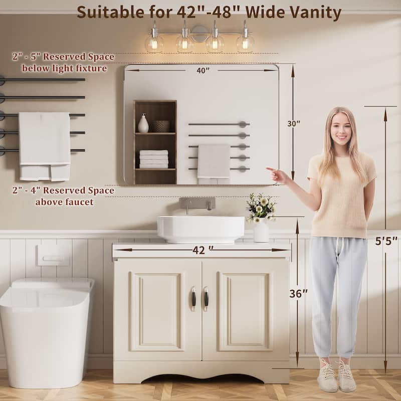 Modern Rounded Rectangle Metal Frame Wall Mirror