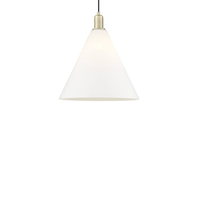 Innovations Lighting 716-1P-18-16 Berkshire Glass Pendant Berkshire - Antique Brass / Matte White
