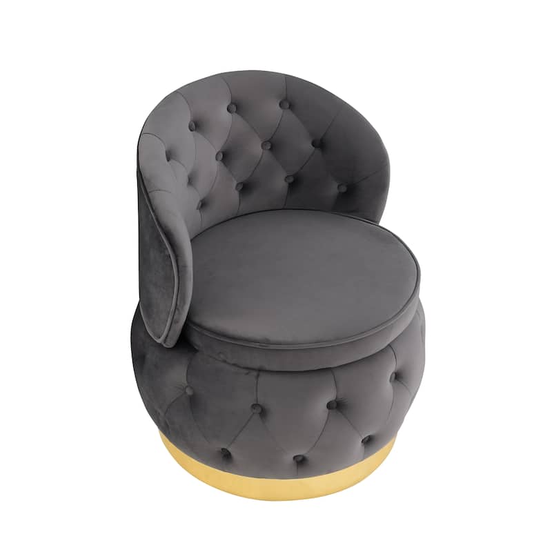 25.2" Velvet Swivel Barrel Chair with Storage