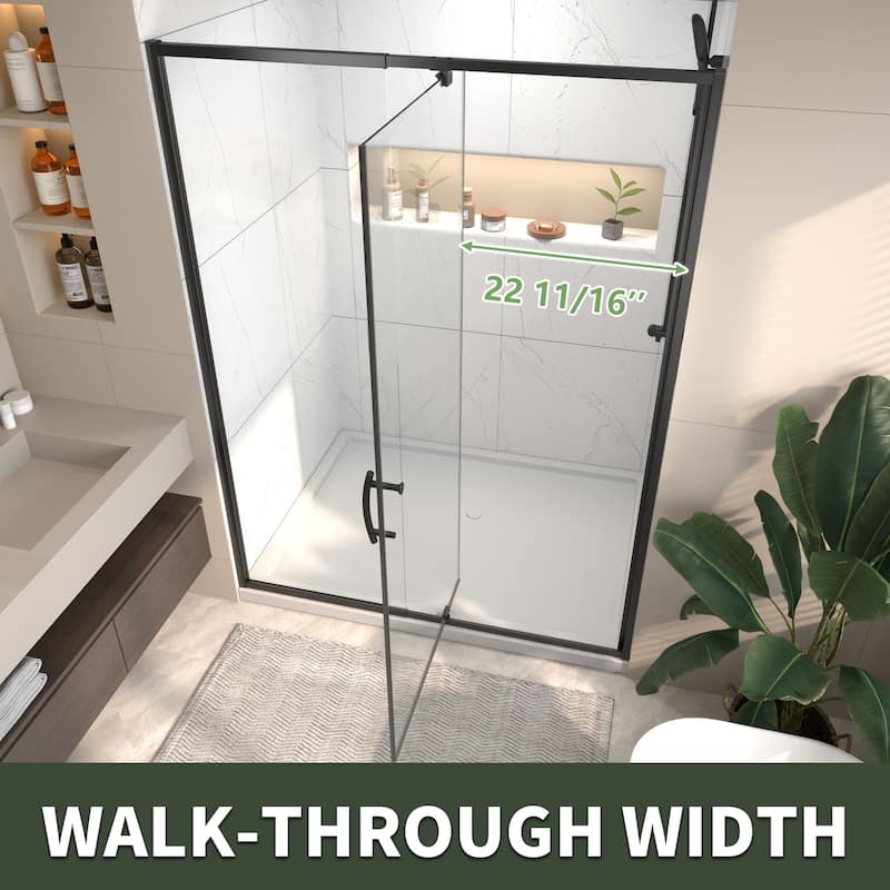 54"x71" Frameless Pivot Swing Shower Door Enclosure with Tempered Glass Panel