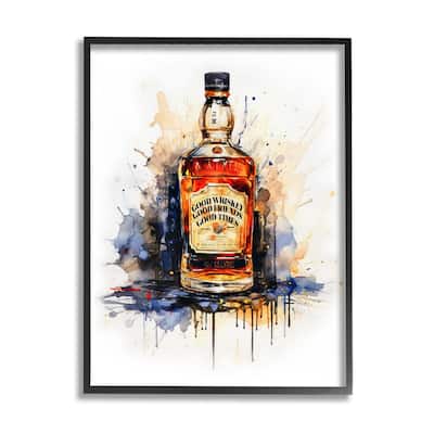 Stupell Good Times Whiskey Bottle Framed Giclee Art Design by Amanda Greenwood