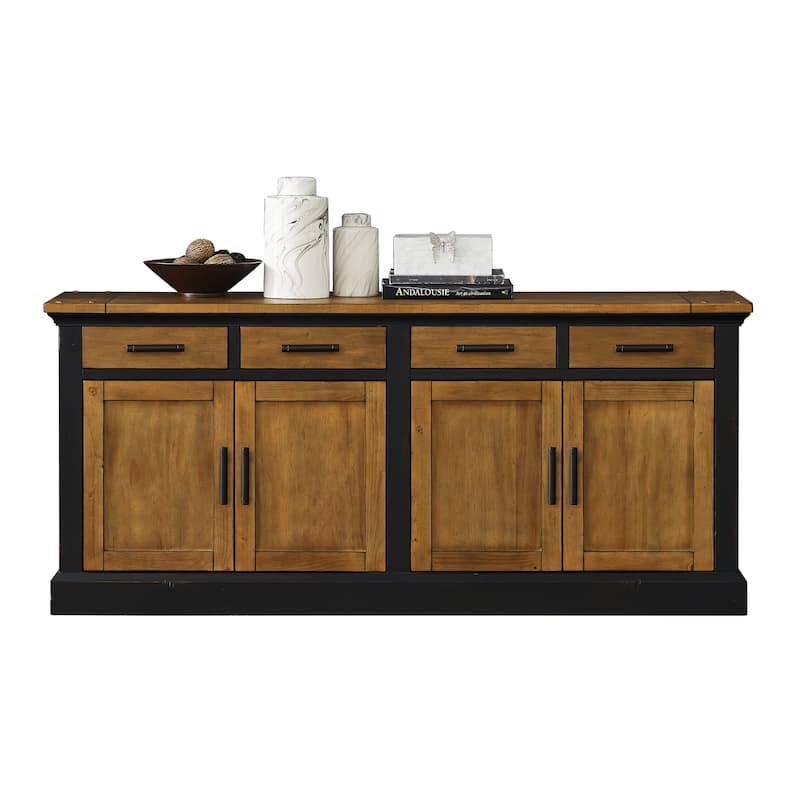 Toulouse Wood Credenza, Office Storage Console, TV Entertainment Stand, Black - 68W x 30H x 18D - 68W x 30H x 18D - Aged black finish