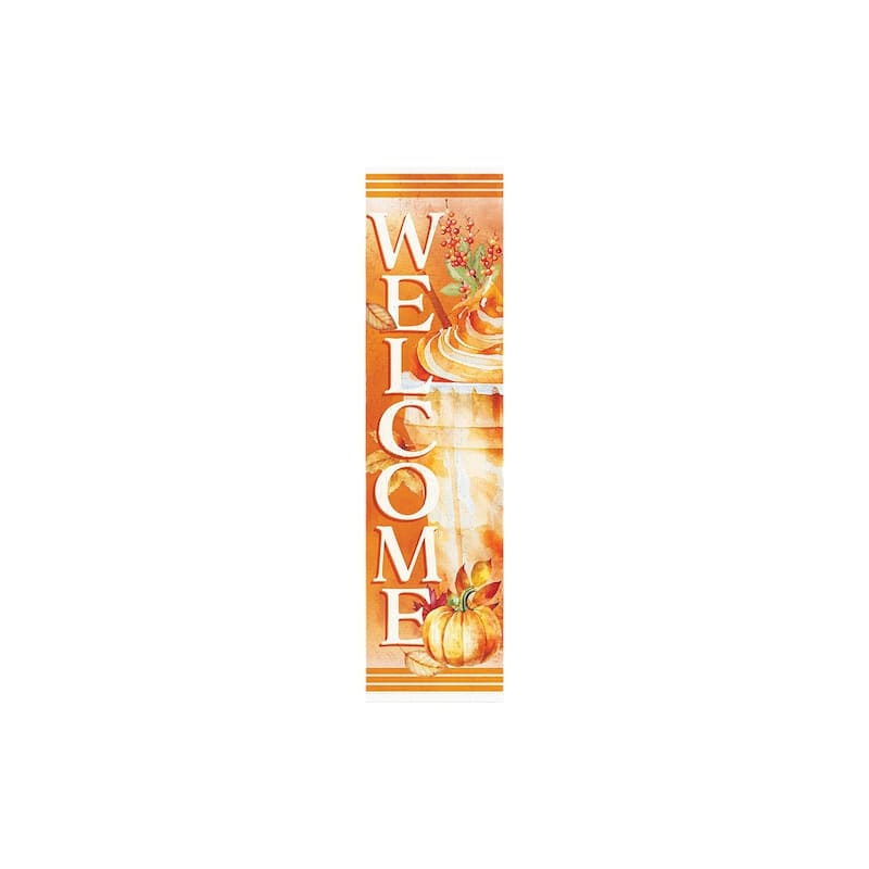 HomeRoots 36" Orange Solid Wood Welcome Leaves Porch Sign