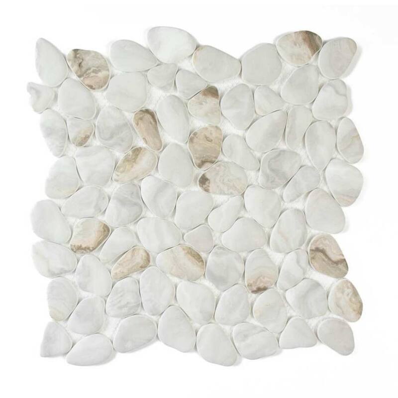 The Tile Life Huron Rock 12x12 Drift Glass Mosaic Pebble Floor & Wall Tile