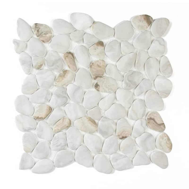 Huron Rock 12x12 Matte Glass Pebble Mosaic Tile - Floor, Wall, Backsplash