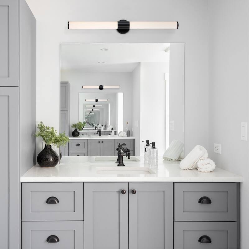 Westinghouse Lighting Clarksboro LED Indoor Wall Fixture Selectable, Matte Black Finish, Frosted Acrylic Shade