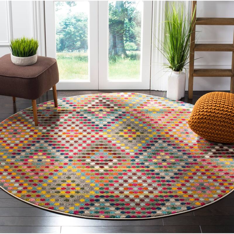 SAFAVIEH Monaco Koika Distressed Boho Rug - 6'7" Round - Multi/Beige