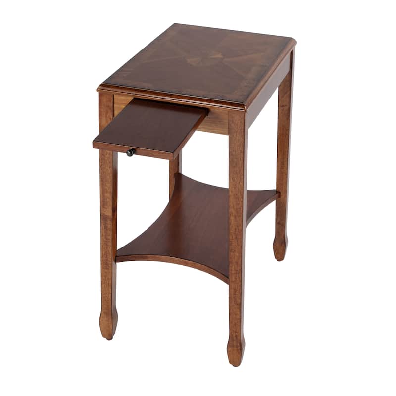 Handmade Butler Gilbert Olive Ash Varnished Wood Veneer Burl End Table