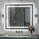 preview thumbnail 53 of 156, UL Certified Black Metal Framed LED Front Light and Backlit Anti-Fog Wall Bathroom/ Vanity Mirror 36" x 32"-Square Corner - Black