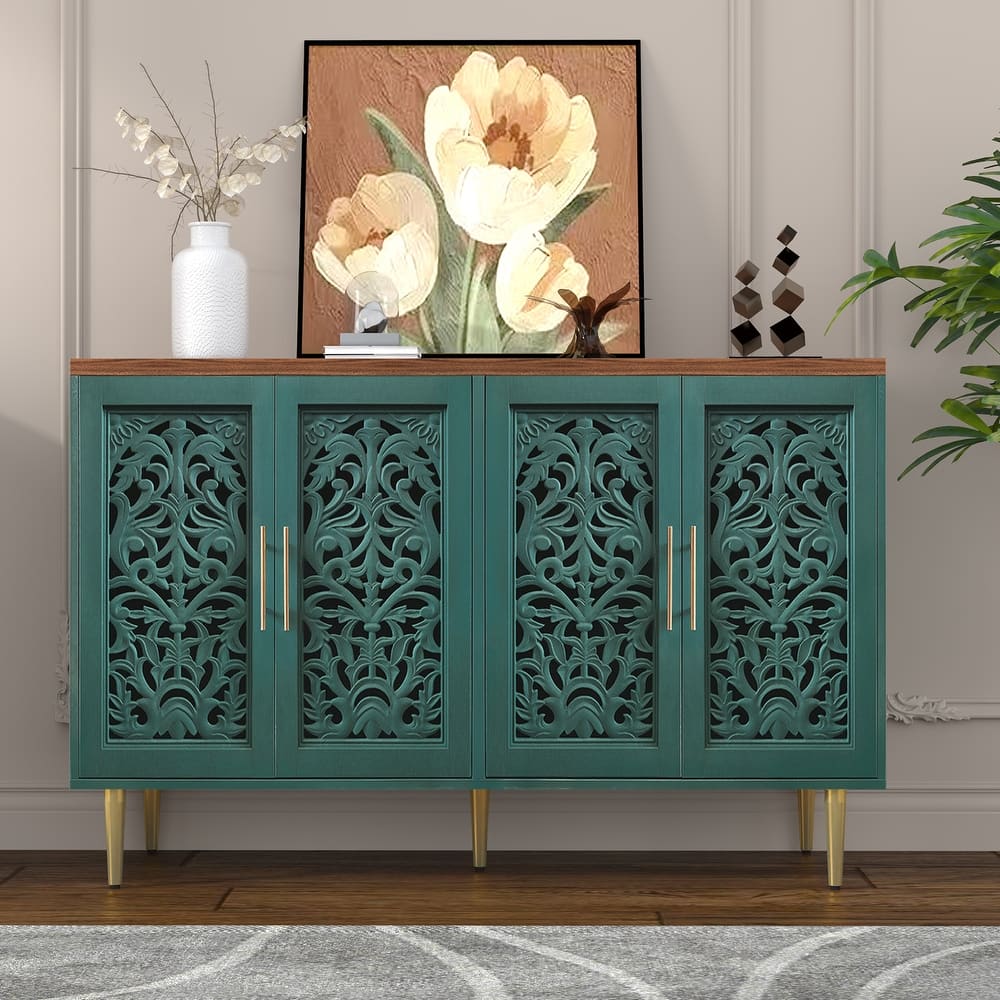 48" Hollow Carved Sideboard Buffet Cabinet