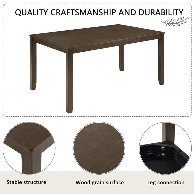 Farmhouse 6-Piece Wooden Dining Table Set with Comfortable Upholstered Chairs and Bench for Family Meals