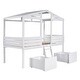 preview thumbnail 7 of 31, Contemporary Twin Size Low Loft Wood House Bed with Two Drawers, Sturdy Construction & Unique Design, Maximized Space