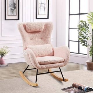 Nursery Rocking Chair, Upholstered Glider Rocker with High Backrest ...