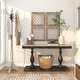 preview thumbnail 4 of 16, Gray Wood Vintage Style 12 Hook Scroll Coat Rack with Black Metal Hooks
