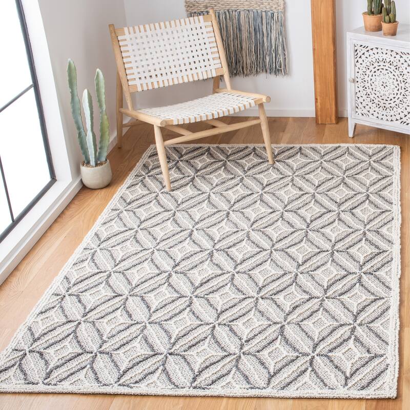 SAFAVIEH Handmade Trace Lakeisha & Contemporary Geometric Wool Rug - 2'3" x 4' - Grey/Black