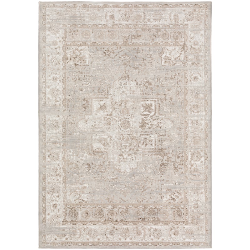 Ansley Vintage Tan Oriental Medallion Rug - 3'2" x 5'1" - Tan