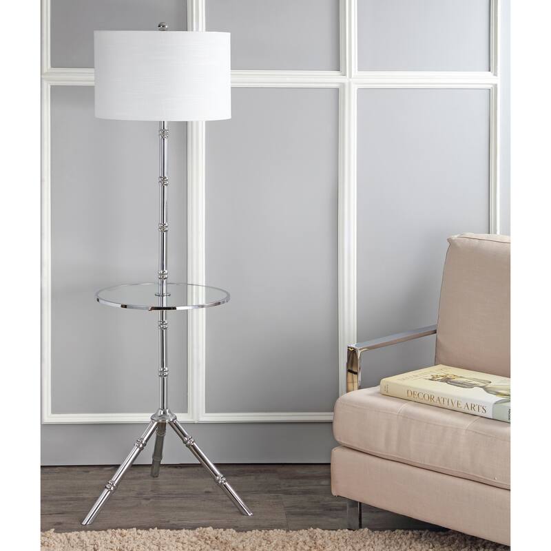 Julia 62" Metal LED End Table Floor Lamp, Chrome by JONATHAN Y - 62" H x 20.5" W x 20.5" D