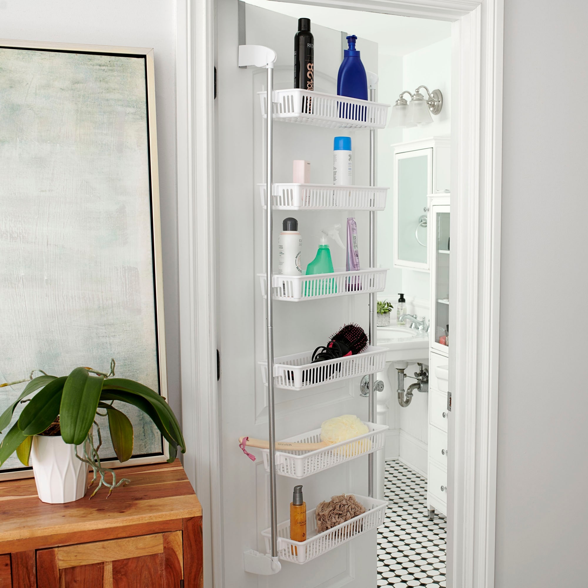 Household Essentials 6 Basket Over the Door Organizer White On