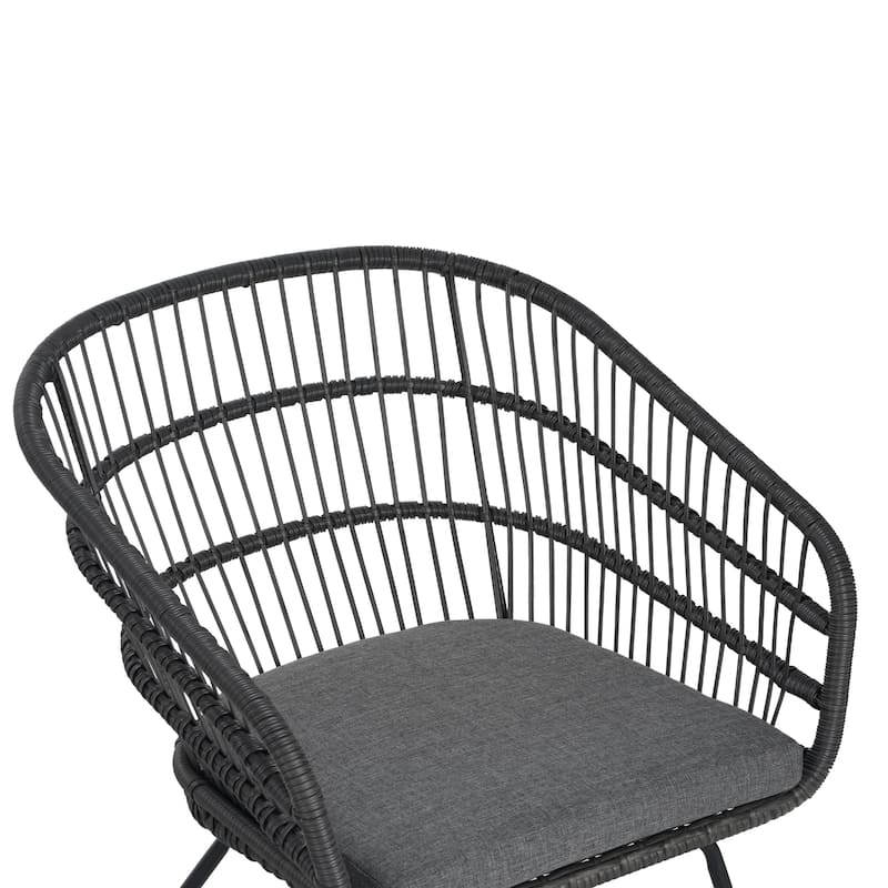 Roomfitters 2-Piece Outdoor Wicker Club Chairs, Transitional Tub Seating with Splayed Sled Legs & Water-Resistant Cushions, Gray
