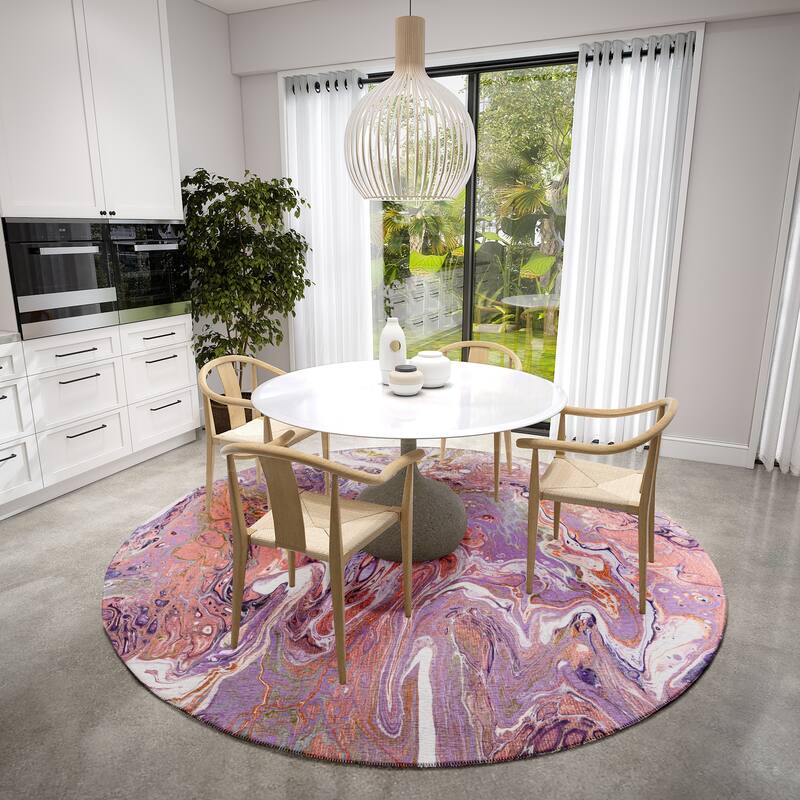 Indoor/ Outdoor Addison Karina Abstract Washable Area Rug - 8' x 8' - Taffy