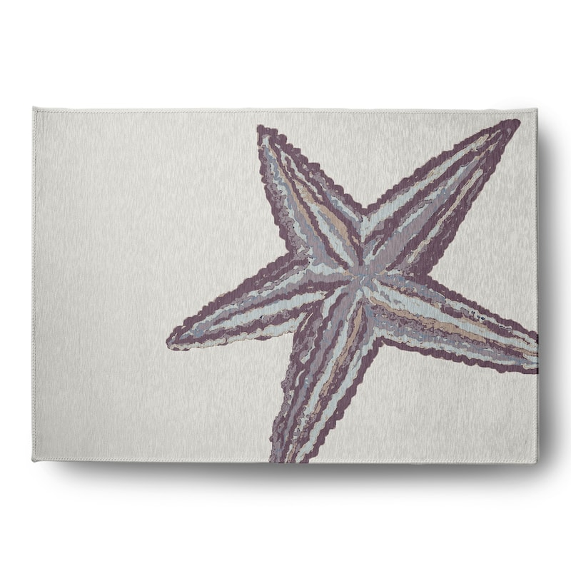 Large Starfish Nautical Chenille Rug - Dusty Purple - 5' x 7'