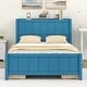 preview thumbnail 3 of 8, Full Size Platform Bed with Drawers and Storage Headboard, Wood Bed Frame with Wooden Slat Support, No Box Spring Needed, Blue