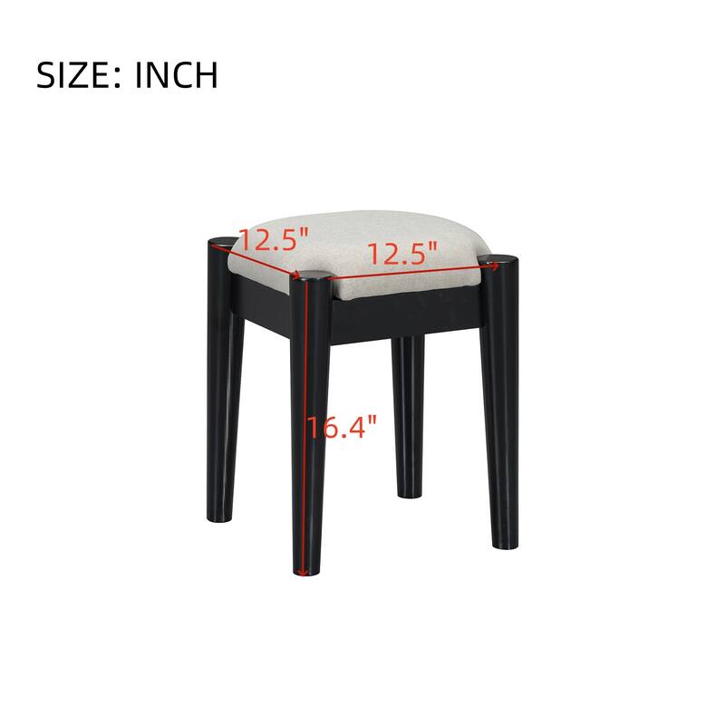 2-Piece Makeup Vanity Set with Upholstered Stool, Makeup Vanity Dressing Table with Power Outlet & USB Port (No Mirrors)