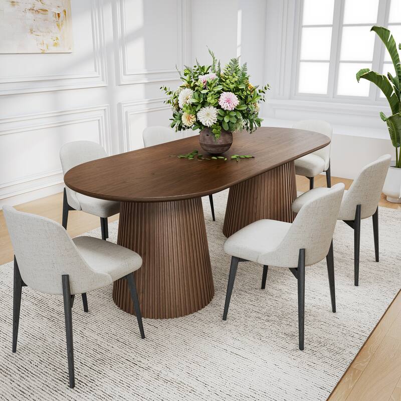 86" Double Pedestal Oval Dining Table