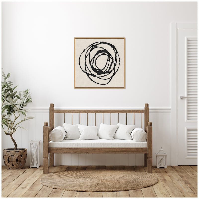 Kate and Laurel Sylvie Flowing Circle Abstract Framed Canvas by The Creative Bunch Studio