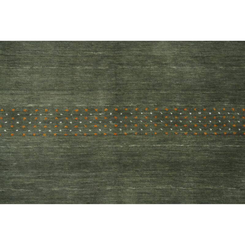 Hand Knotted Oriental 100% Wool Carpet Tribal Animal Pictorial Green Gabbeh Area Rug - 12' 1'' X 4' 11''