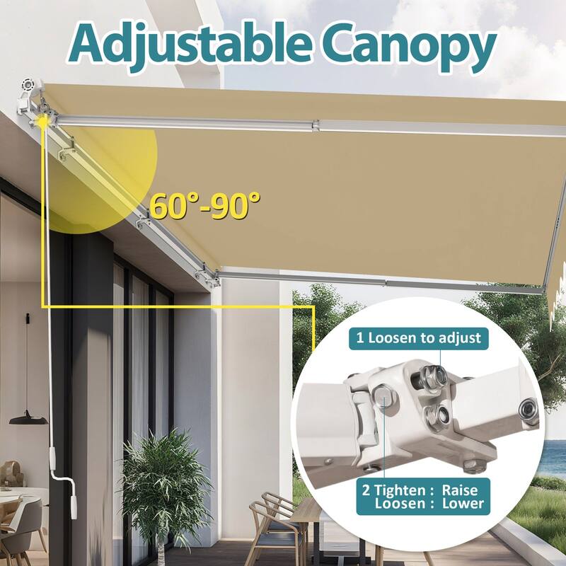 MCombo10x8Feet Manual Retractable Patio Door Window Awning Sunshade Shelter Outdoor Canopy