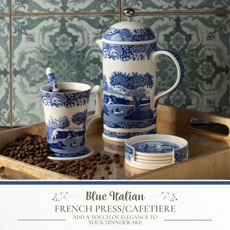 Spode Blue Italian Cafetiere French Press - 28 Ounce