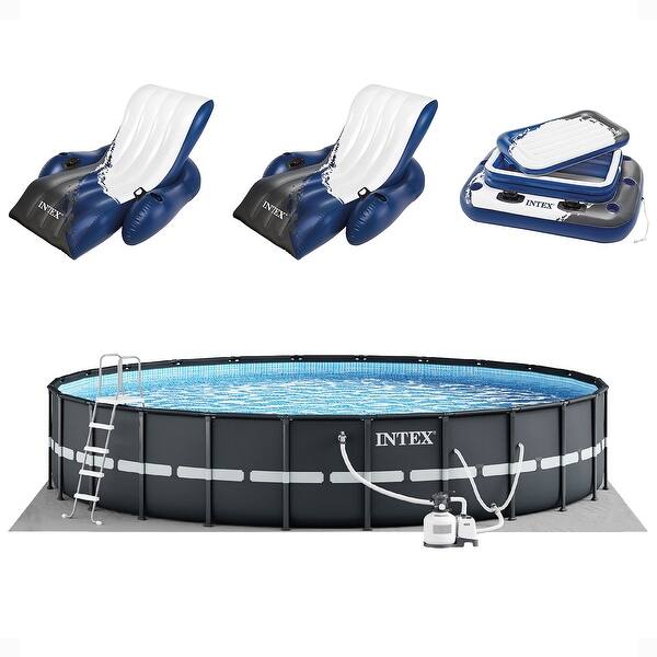 Intex 24' x 52" Ultra XTR Frame Pool, 2 Floating Loungers and Mega Chill Cooler - 369.68