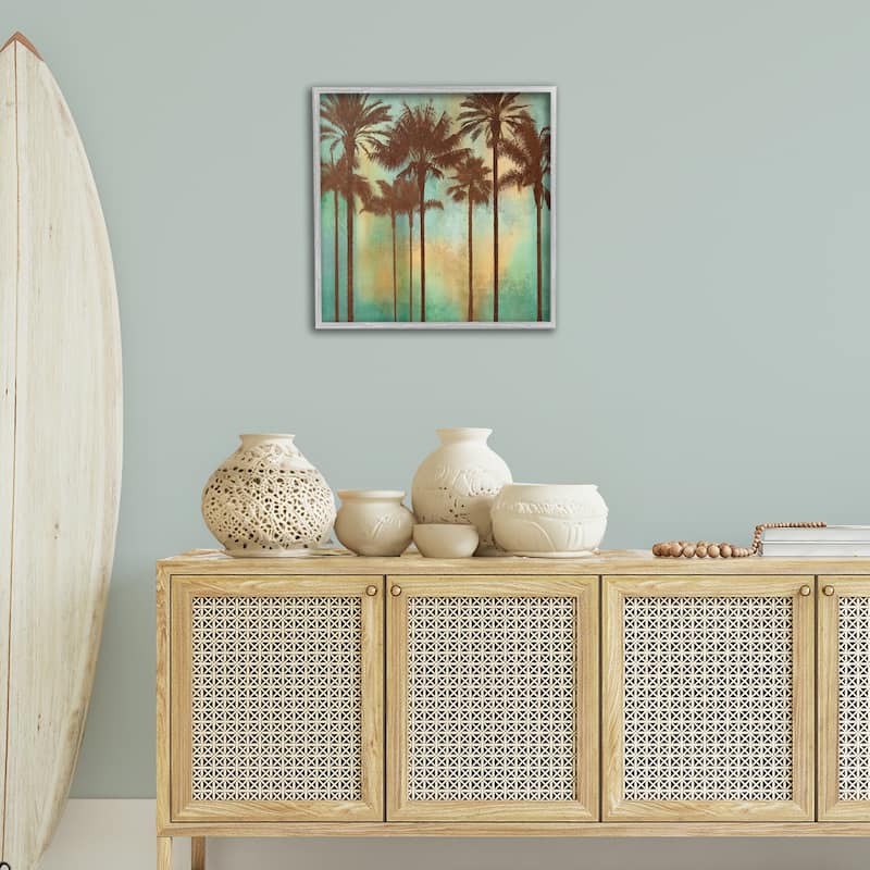 Stupell Palm Trees over Gradient Framed Giclee Art Design By John Seba