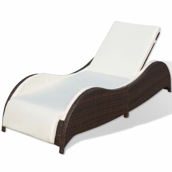 vidaXL Sun Lounger with Cushion Poly Rattan Brown - 79" x 29" x 18"