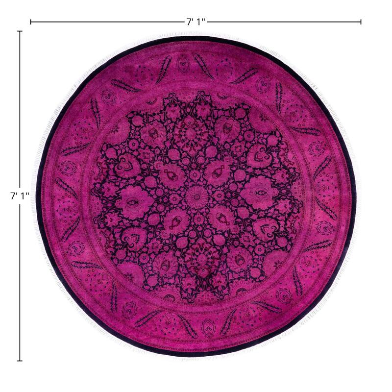 Overdyed One-of-a-Kind Hand-Knotted Area Rug - Purple - 7' 1" x 7' 1"