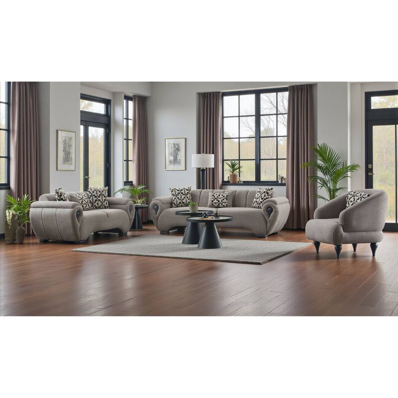 Xantelo 3 Pieces Living Room Sets 1 Sofa 1 Loveseat 1 Chair - Grey