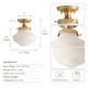 preview thumbnail 8 of 6, Modern Semi-Flush Mount - Metal, Glass Gold, Ivory White 1-Light Ceiling Light for Kitchen or Hallway in Modern, Farmhouse Style