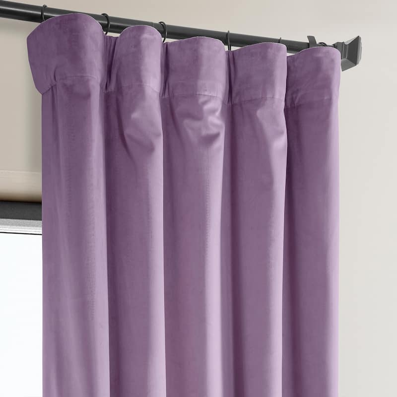 Exclusive Fabrics Heritage Plush Velvet Room Darkening Curtain (1 Panel) - Luxurious Single Drapery for Enhanced Room Darkening - 50 X 96 - Hyacinth