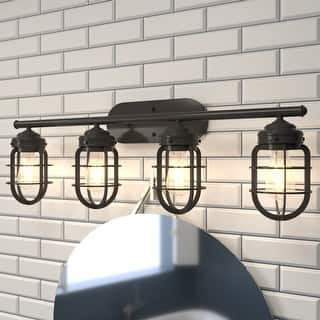 Hunter Starklake 4 Light Vanity Wall Light, Industrial, Cage, Rustic - Damp Rated!