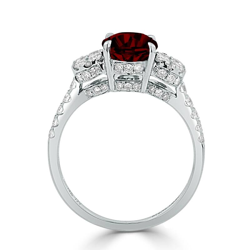 Auriya 2 1/2ct Oval-cut Red Garnet and Diamond Ring 3/4ctw 18K Gold
