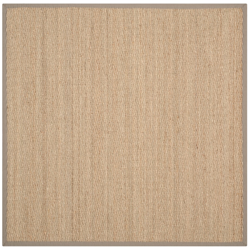 SAFAVIEH Natural Fiber Trilby Herringbone Seagrass Rug - 6' Square - Natural/Grey