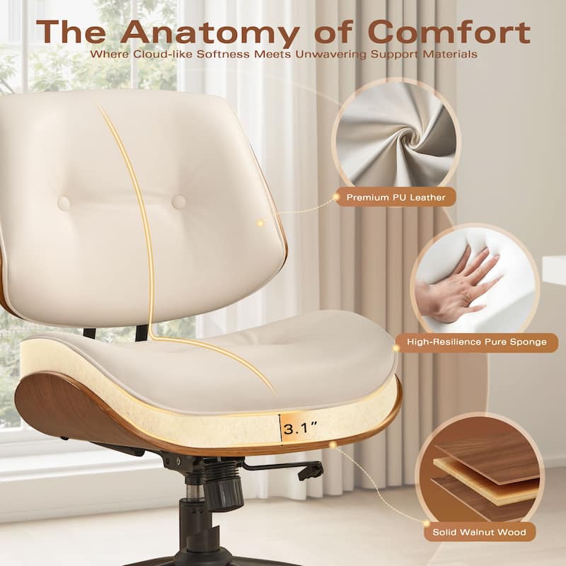 OVIOS Armless Adjustable Rivet Design Office Chair - N/A