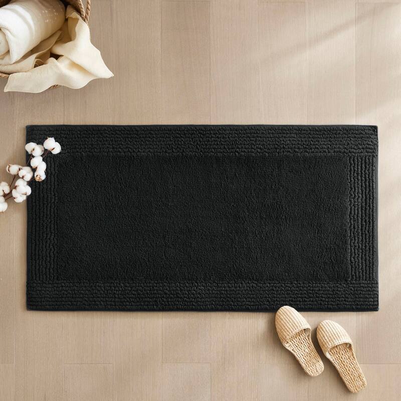 1 PCS 24x44"Tufted 3000 GSM Reversible Bath Rug Black - 4' x 2'