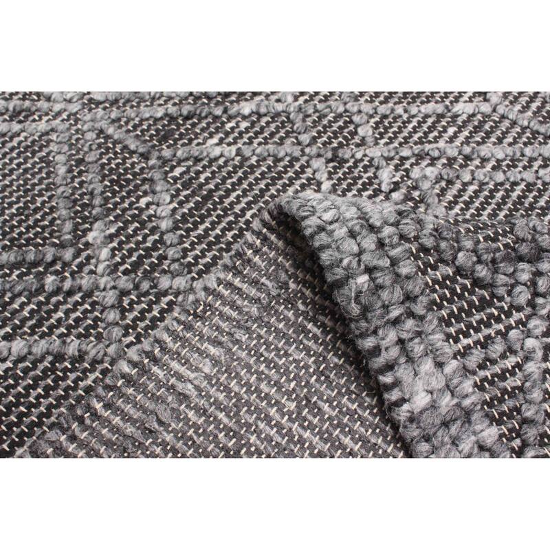 ECARPETGALLERY Braid weave Sienna Charcoal Wool Rug - 5'0 x 7'7