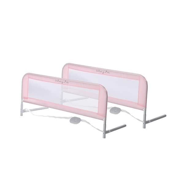 slide 2 of 11, Dream On Me Adjustable Mesh Bed Rail in Pink Pink